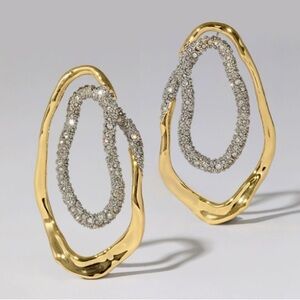Gold and Silver Textured Loop Earrings